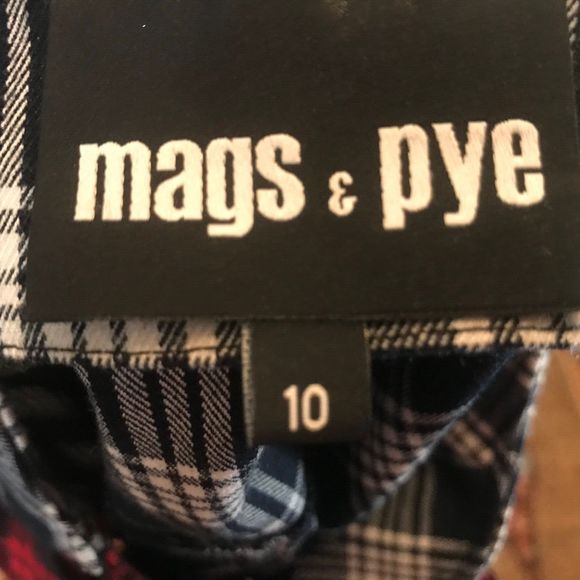 Mags & Pye tartan plaid pleated wrap mini skirt two tone schoolgirl size 10 - Picture 5 of 7